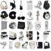 61Pcs Black White Simple Style Graffiti Sticker Car Guitar Suitcase Laptop Decal
