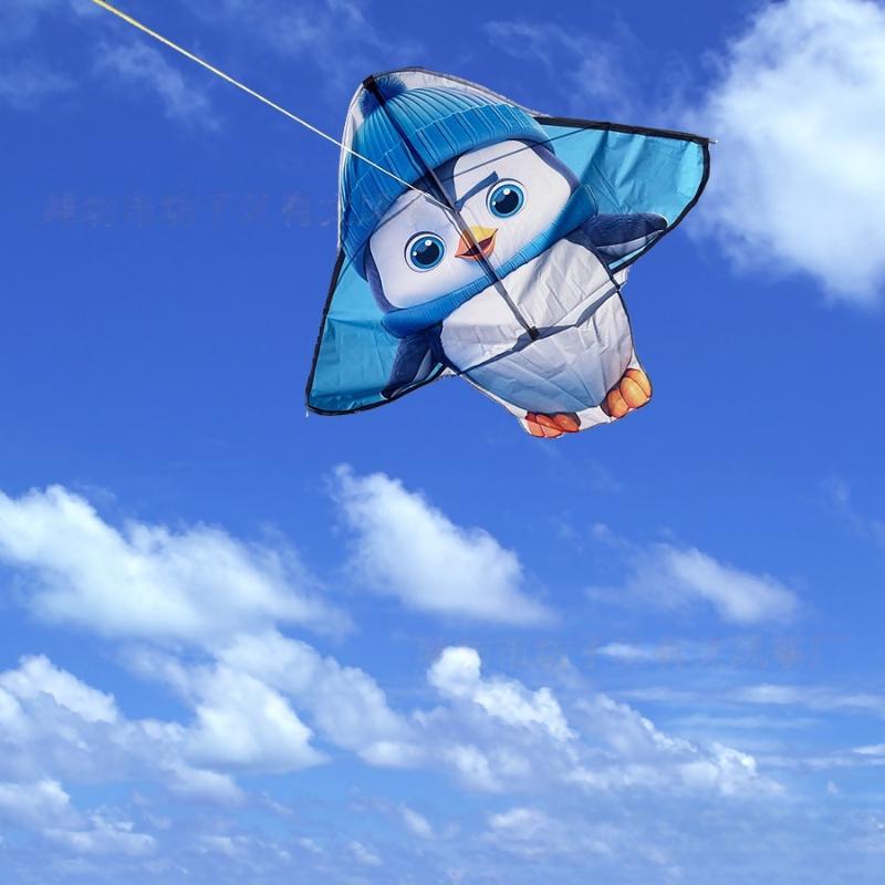 1Pcs Shark Bee Penguin Cartoon Children'S Novice Beginner Kites Flying Outdoor Toys For Kids Animals Nylon Fabric Kite