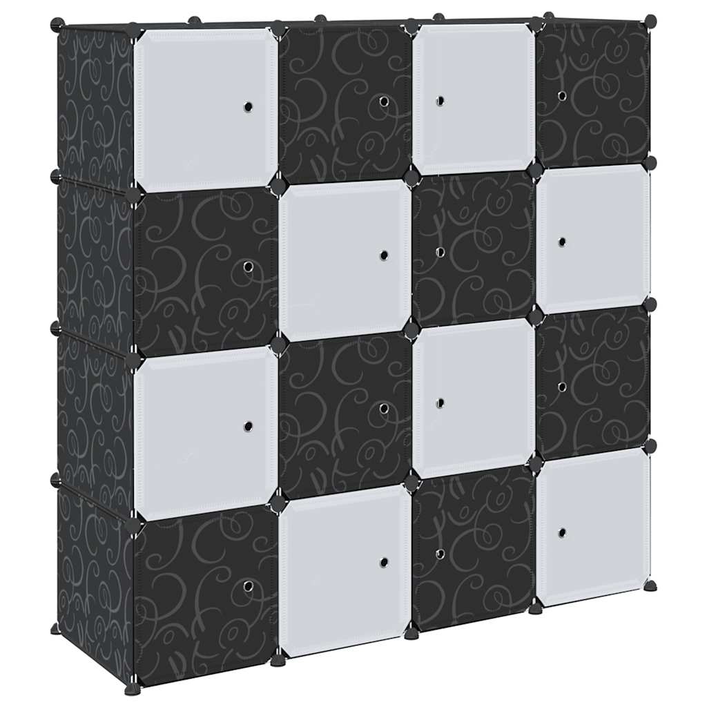 Vidaxl Cube Shelving Unit with 16 Compartments and Hanging Rods, PP