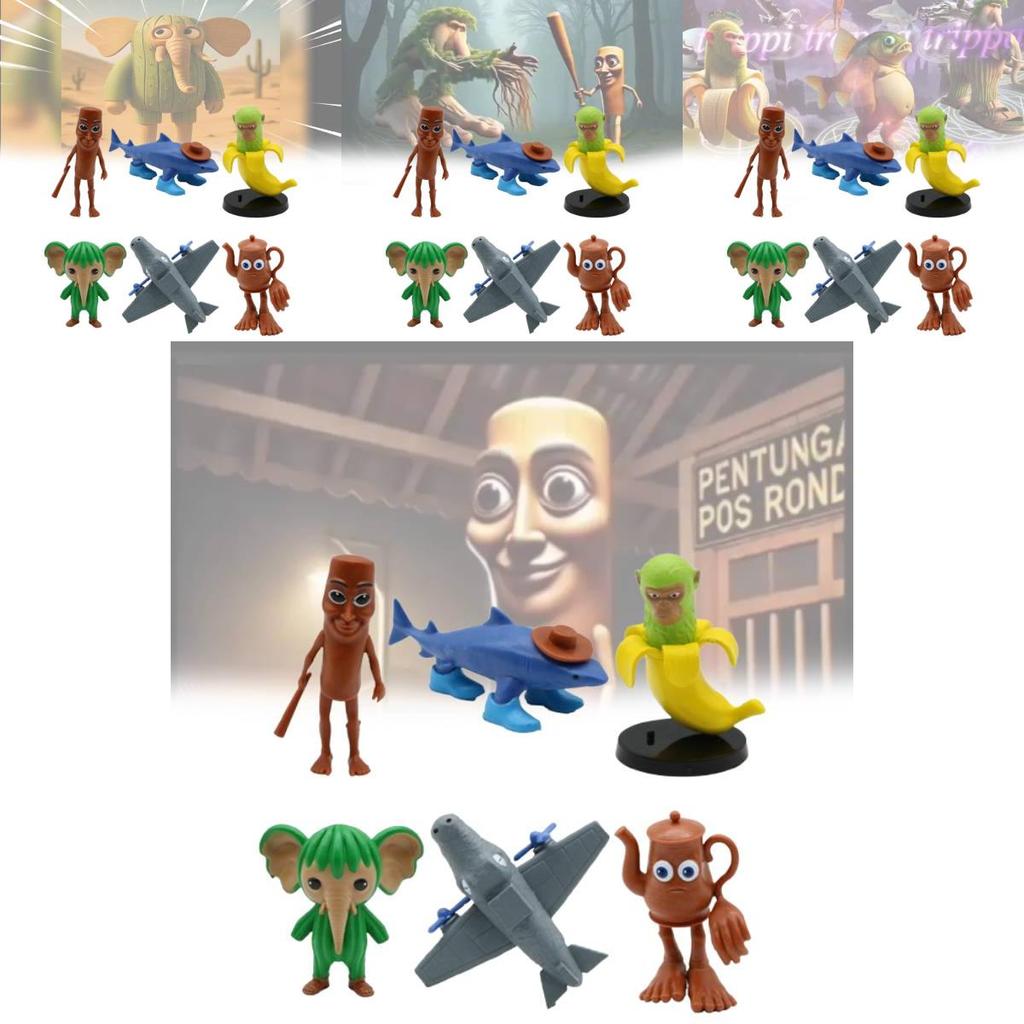 Mythical Shark Stickman Pvc Figurines 6 Models Desktop Decor Collectible Adults