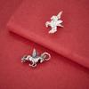 S925 Sterling Silver 3D Galloping Horse Pendant for DIY Jewelry and Charm Accessories
