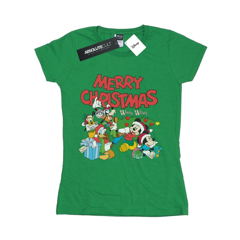 Disney Womens/Ladies Mickey And Friends Winter Wishes Cotton T-Shirt