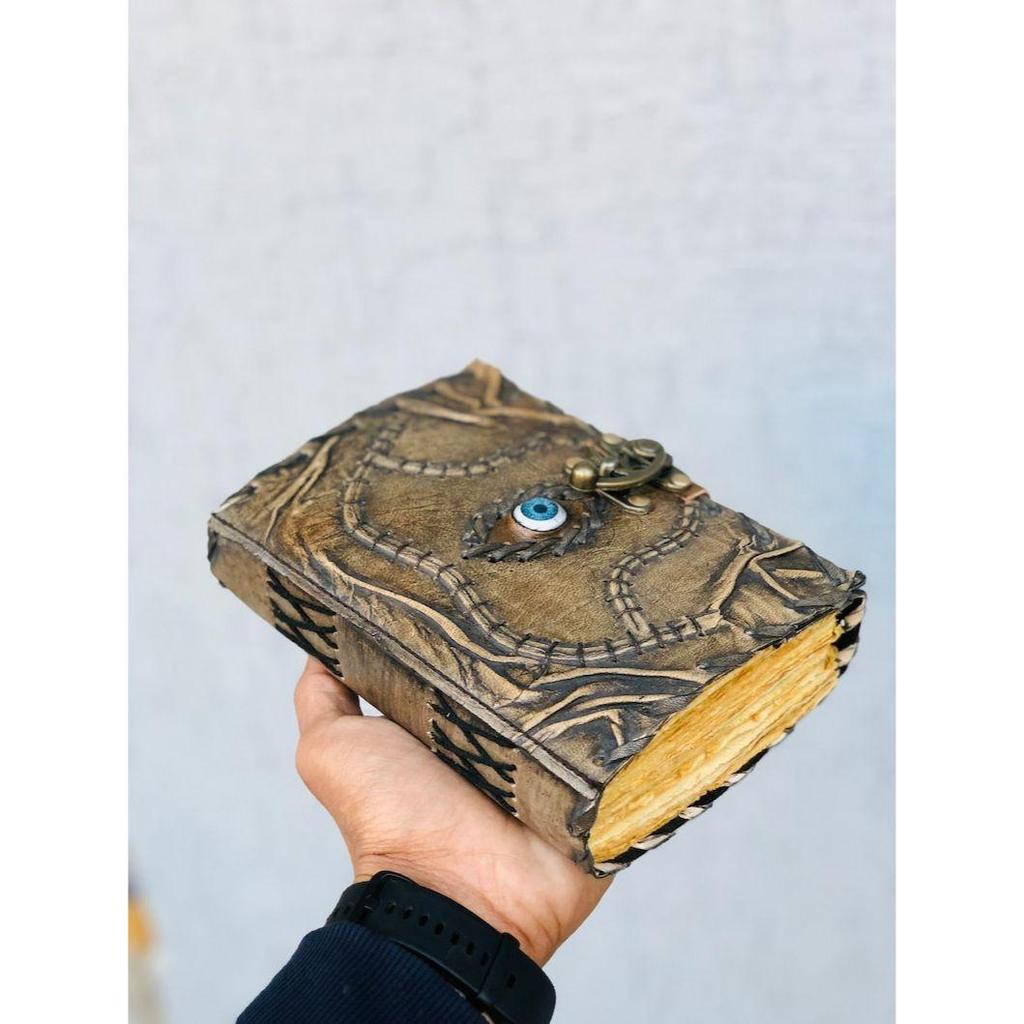 Hocus Pocus Jurnal de vrăji Jurnal de piele Deckle Edge Hârtie Grimoriu al treilea ochi Jurnal de piele Vintage Jurnal de carte de umbre Jurnal