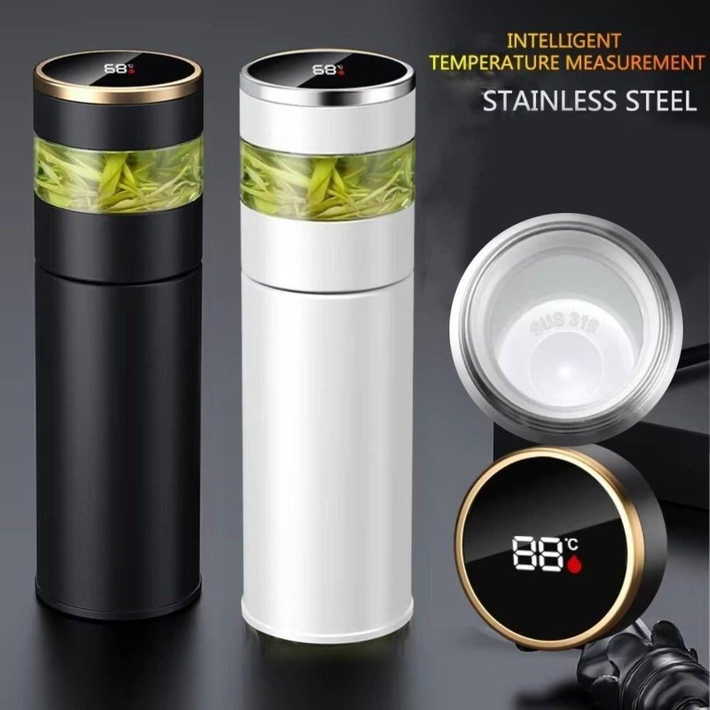 Stainless Steel Ceramic Coated Insulated Cup LED Temperature Display Tea Infuser Bottle