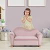 Children's Sofa, Two-Seater for Children 3-5 Years, Storage Space, Natural Wood Frame, 84 x 41.5 x 48.5cm, Pink
