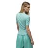 Y-3 Fitted Short Sleeve T-Shirt Solid Color Round Neck Pullover Stretch Women Tops Cyan IV7751