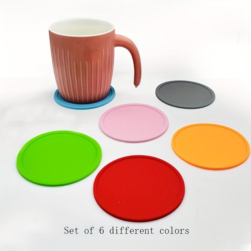 2PCS silicone coaster, circular solid color insulation pad, washable placemat, anti scald and anti slip table mat