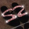 Wish large size rhinestone toe flat bottom cool slippers women's 20 summer new outer slippers