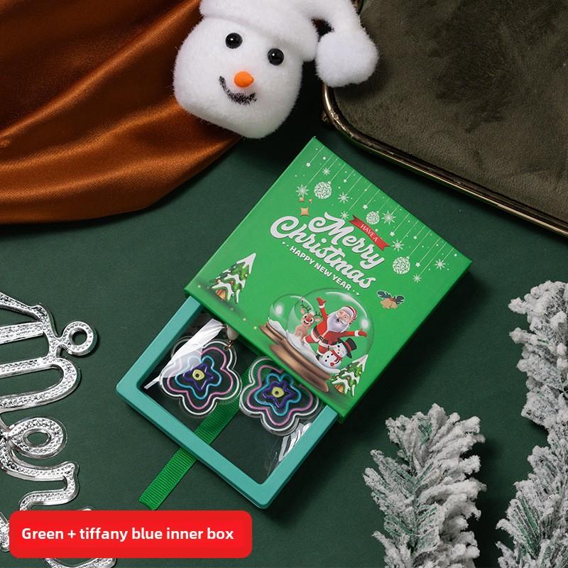 

Christmas Ornament Packaging Box Creative Jewelry Suspension Box Badge Brooch Box Cartoon Christmas PE Storage Box 7CM зелёный
