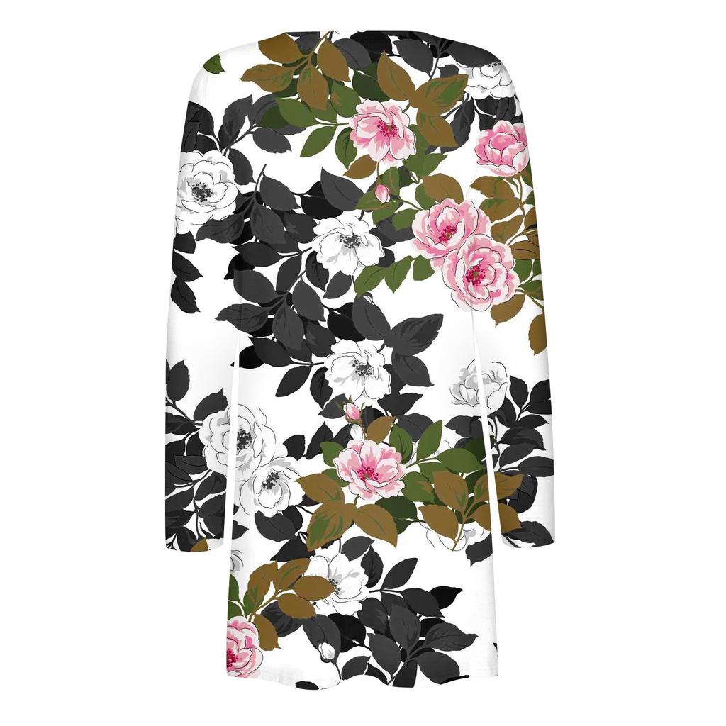 Női divatos laza, hétköznapi zsebes egyszínű hosszú ujjú kardigán dzseki felsők