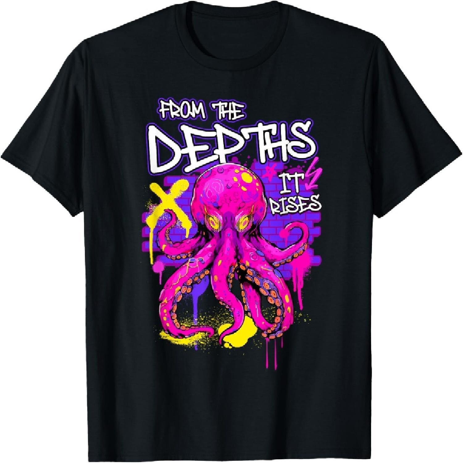 Street Art Octopus Graffiti Art From the Depths it Rises T-Shirt S