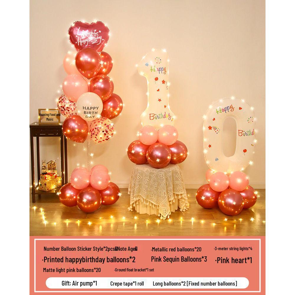 Floating Light-Up Number Balloons for Kids' 10th Birthday Decoration Scene