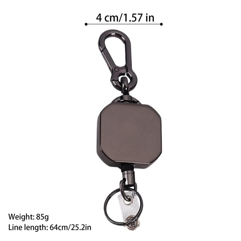Retractable Key Ring Carabiner Extender With Chain Retractable Badge Clip For Camping Daily Commute Hiking Outdoor Travel