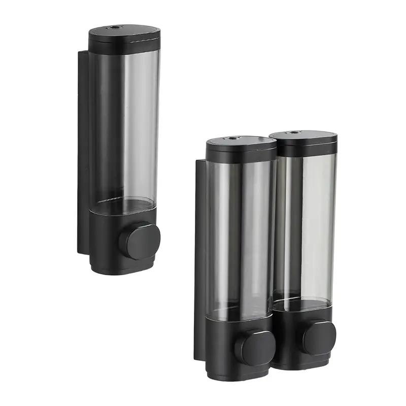 Bathroom Black & White Drill-Free Shower Gel/Shampoo Dispenser – with Cleaning Storage Box, Hotel-Style Packaging