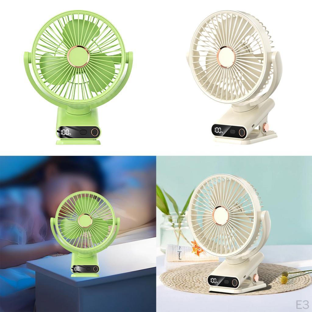 Portable Clip on Fan Desktop Adjustable Head Lightweight with Night Light Mini Desk for Golf