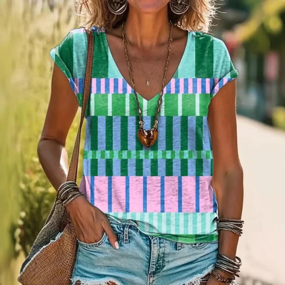 New Ethnic Style T-Shirts Retro Bird Butterfly 3D Print Women V-Neck Short Sleeve T Shirt Y2k Harajuku Tees Tops Female Clothing