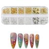 12-Grid Mixed Size Gold Silver Metal Star Nail Decorations Alloy Plating Craftsmanship For Manicure DIY