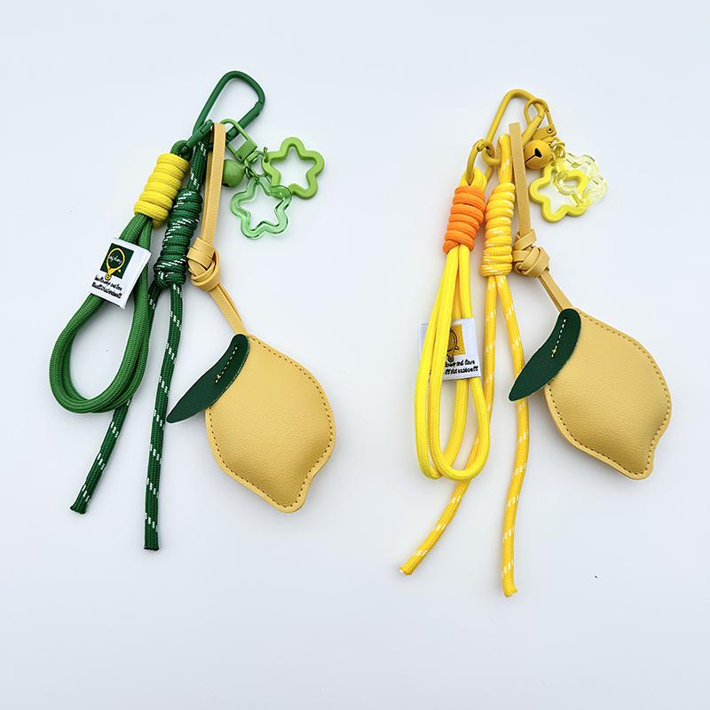 Yogodlns Pendentif Sac à Dos Citron en Similicuir d'Été Ornement de Sac à Main Tissé en Nylon