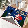Visual Velvet Christmas Door Mat with Santa Claus Reindeer Patterns Floor Mat for Home Entrance Decor Adding Festive Joy