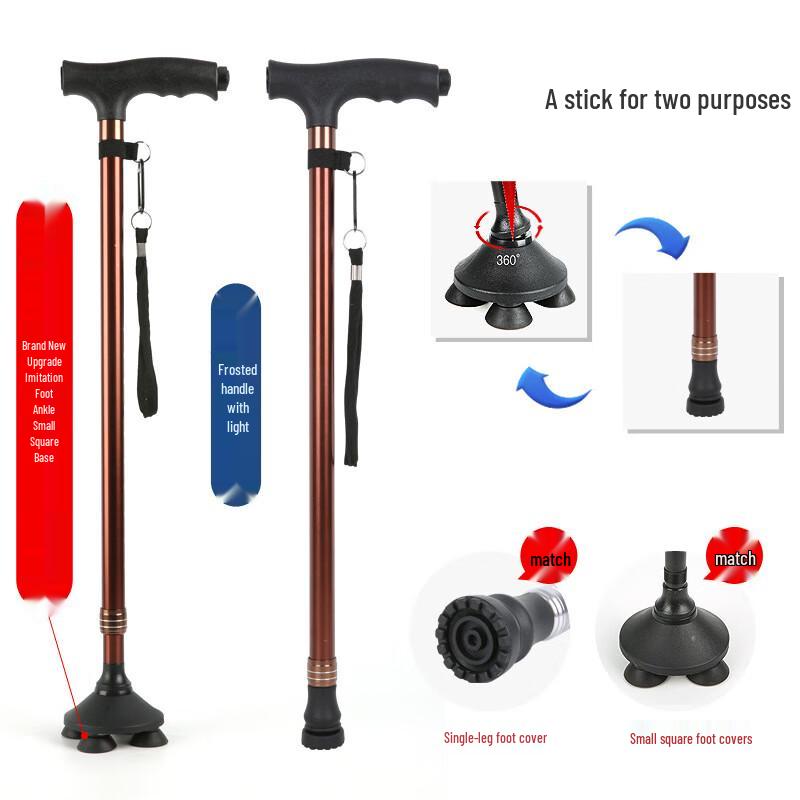 Kodenor Adjustable Rotating Quad Cane for Seniors