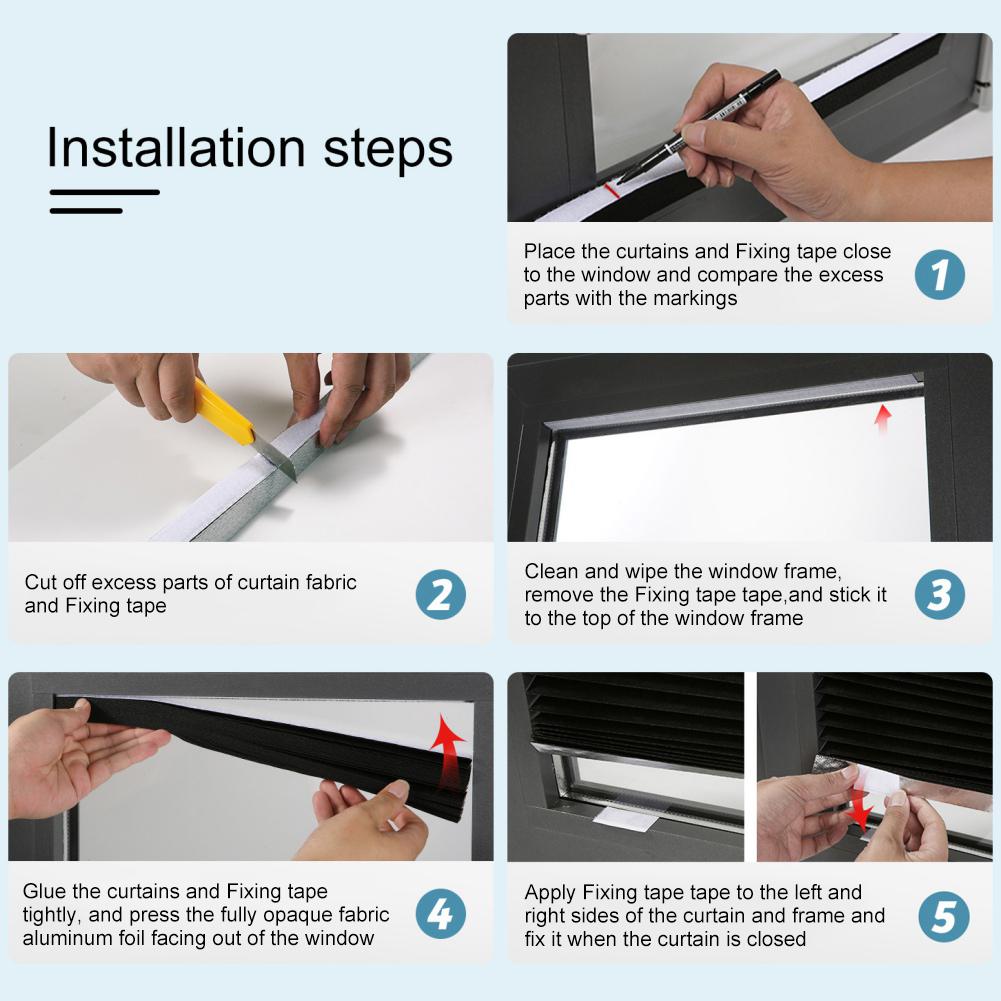 1pcs Semi-blackout Pleated Blinds Velcro Pleated Curtains