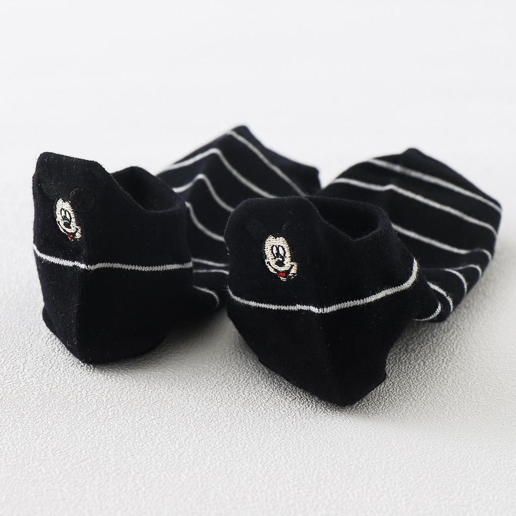Women's Black & White Cartoon Embroidered Ankle Socks - Summer Thin Shallow Mouth Korean Style