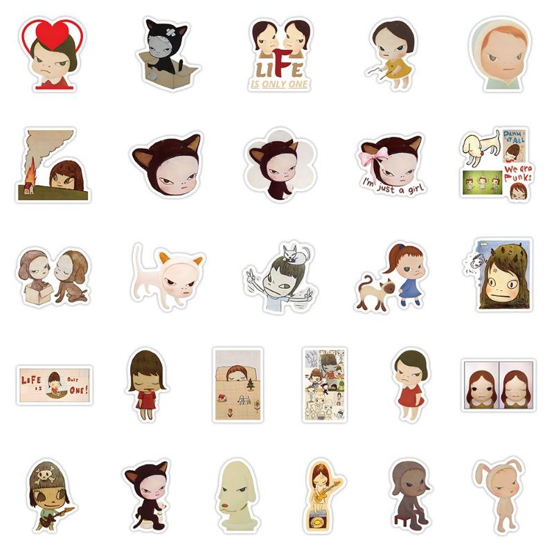 54pcs Yoshitomo Anime Nara Stickers Cute Phone Cases Laptop Suitcases Water Cups Waterproof Stickers Toy Gift