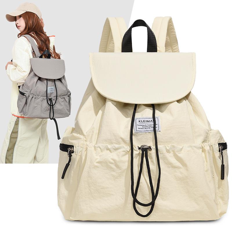 Schoolbag Japan and South Korea New Casual Backpack Large Capacity Backpack Commuter Drawstring Flip School Bag Lightweight Travel Backpack