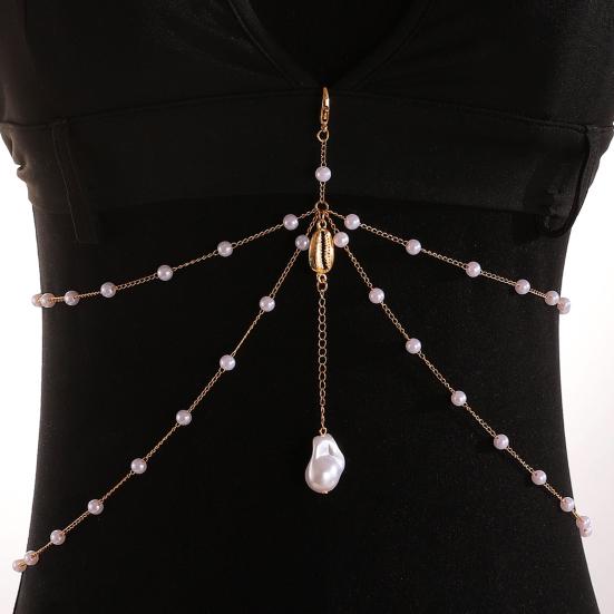 Body Chain Layered Double-Layer Chain Body Chain with Marine Theme Imitation Pearls Shells Starfish Drape Design