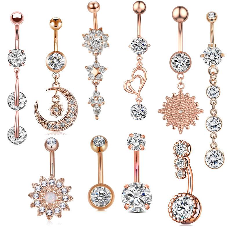 Kristall Zirkon Bauchnabelpiercing Blume Herz Katze Chirurgischer Stahl Bauchnabelring Für Frauen Mädchen Bauchnabel Schmuck