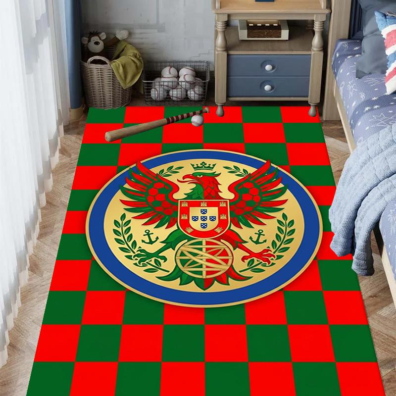 Royal Emblem Checkerboard Background carpet Living room and bedroom mats Suitable for all seasons Doormat Protective pad Fashion