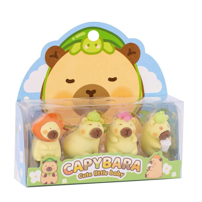 Random Color Creative Cute Guinea Pig Beaver Boxed Eraser Set Student Stationery Children's Day Final Prize Gift Christmas