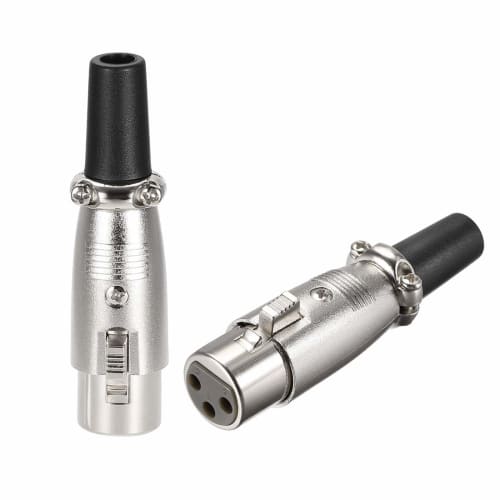 uxcell 3-Pin XLR Female Connector Adapter, Microphone Audio Socket, Mic Plug, Zinc Alloy, Silver, Pack of 2