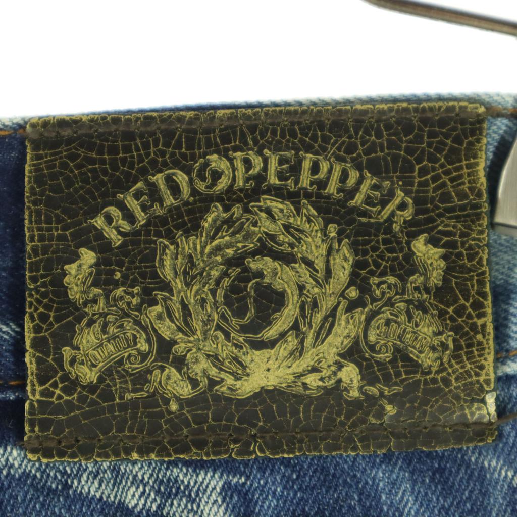 RED PEPPER Cotton Tie-dye Pattern Damage Processing Straight Denim Pants Men's Used
