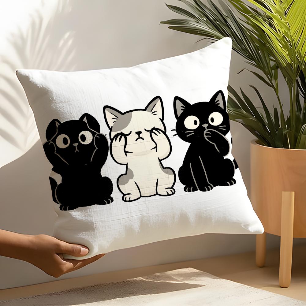 Cute Cartoon Plush Cat Pillow Case Linen Cushion Covers For Decorative Sofa Home Pillows Case Car Chair Pillows Cases