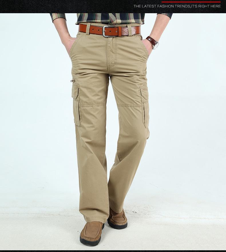 2017 Men's European & American Khaki Multi-Pocket Washed Cotton Pants - Style 9913