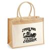 Jute Tote Bag with Pocket I Can't I'm a Cashier I Can't Minimalist | Jute and Cotton Canvas 21 L Flat Bottom Handles 65 Cm