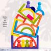 Wooden Rainbow House Block Set for Kids - Early Education Stacking Toy
