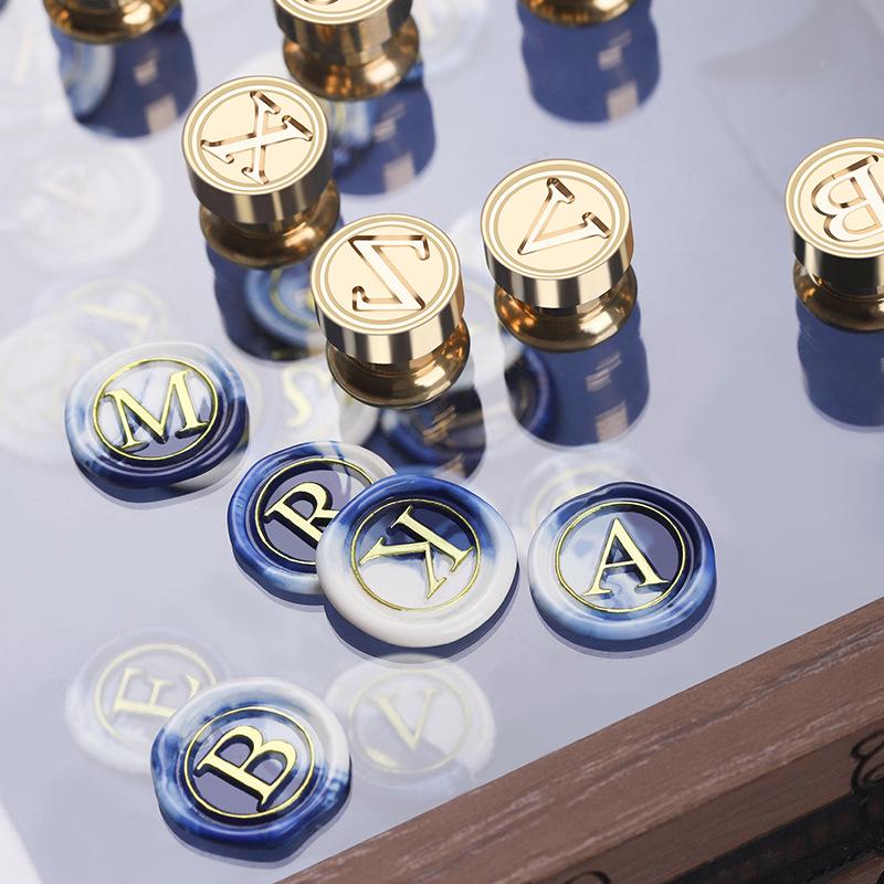Mini Bamboo-Handled Stamp: 1.5cm Copper Head In Regular Script with Sealing Wax