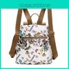 Butterfly Print Nylon Casual Travel Backpack With Waterproof Design For Outdoor Use