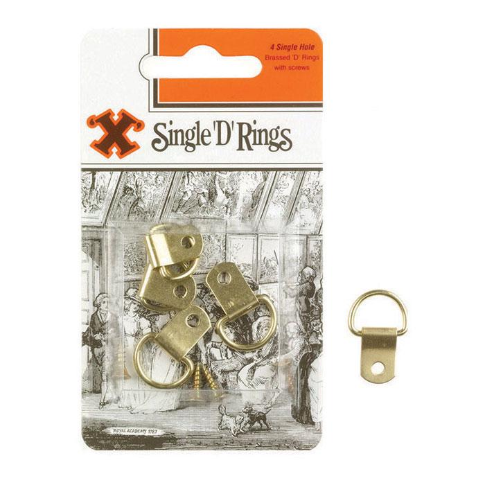 X Brass Single D Rings 4pk