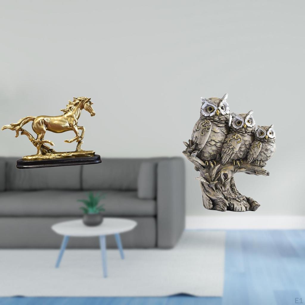Majestic Horse And Owl Sculpture Figurine Artwork Collectible Art Ornament for Desk Tabletop Living