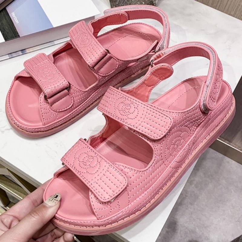 Fashion New Women Open Toe Printing Casual Sandals Wear Resistant Flat Fashion Non-slip Summer Comfortable Solid Color Women Sandals