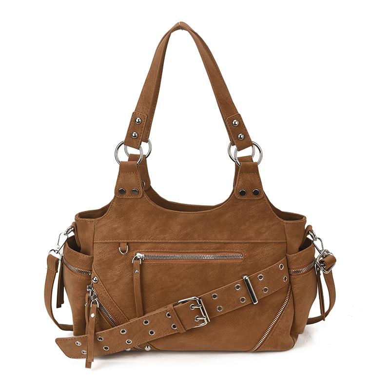 Casual Tote Solid Color Zipper Buckle Casual Tote 2026 High Quality Motorcycle Style Bags Durable Commuting Cool Shoulder Bags