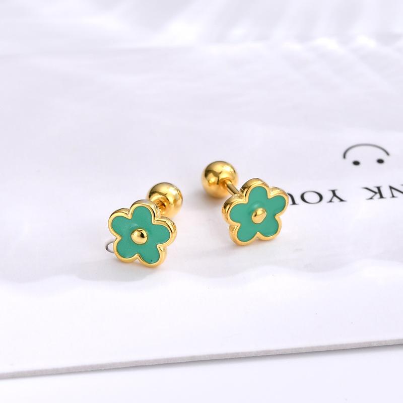 925 Sterling Silver Fashion Colorful Drip Oil Flower Screws Earrings for Women Exquisite Korean Temperament Jewelry Gift