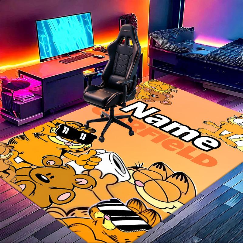Custom Name Personalized Garfield Print Carpet, Versatile Home Decor Rug, for Playroom, Apartment, Balcony, Entryway, Hallway Gift