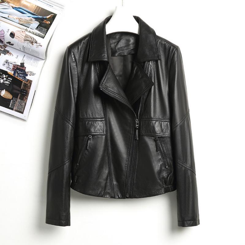 

Европейская весна и осень, новая женская короткая мотоциклетная куртка из натуральной кожи полурастительного дубления 3XL