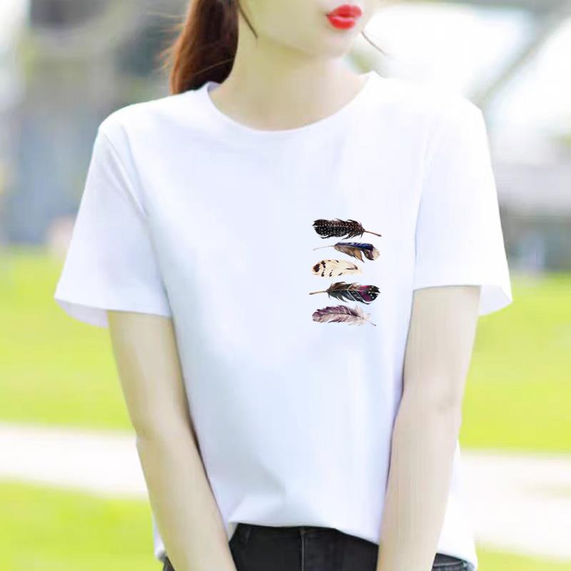 Bottom Shirt Ins Sweet Simple Flowers Round Neck Wear FeUnisex Print Fashion Internet Celebrity Commuter Shortsleeved Tshirt