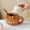 Adorable Little Bear Ceramic Mug with Lid and Straw - Perfect for Home, Milk, Breakfast, and Gifts
