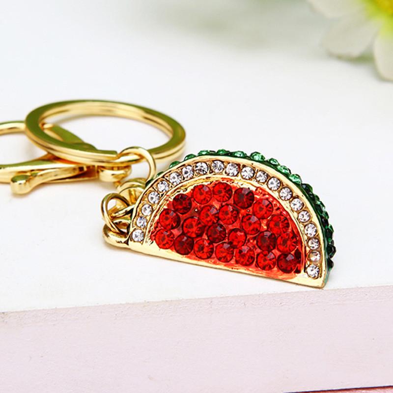 Charming Metal Watermelon Keychain Accessory With Sparkling Rhinestones For Bags